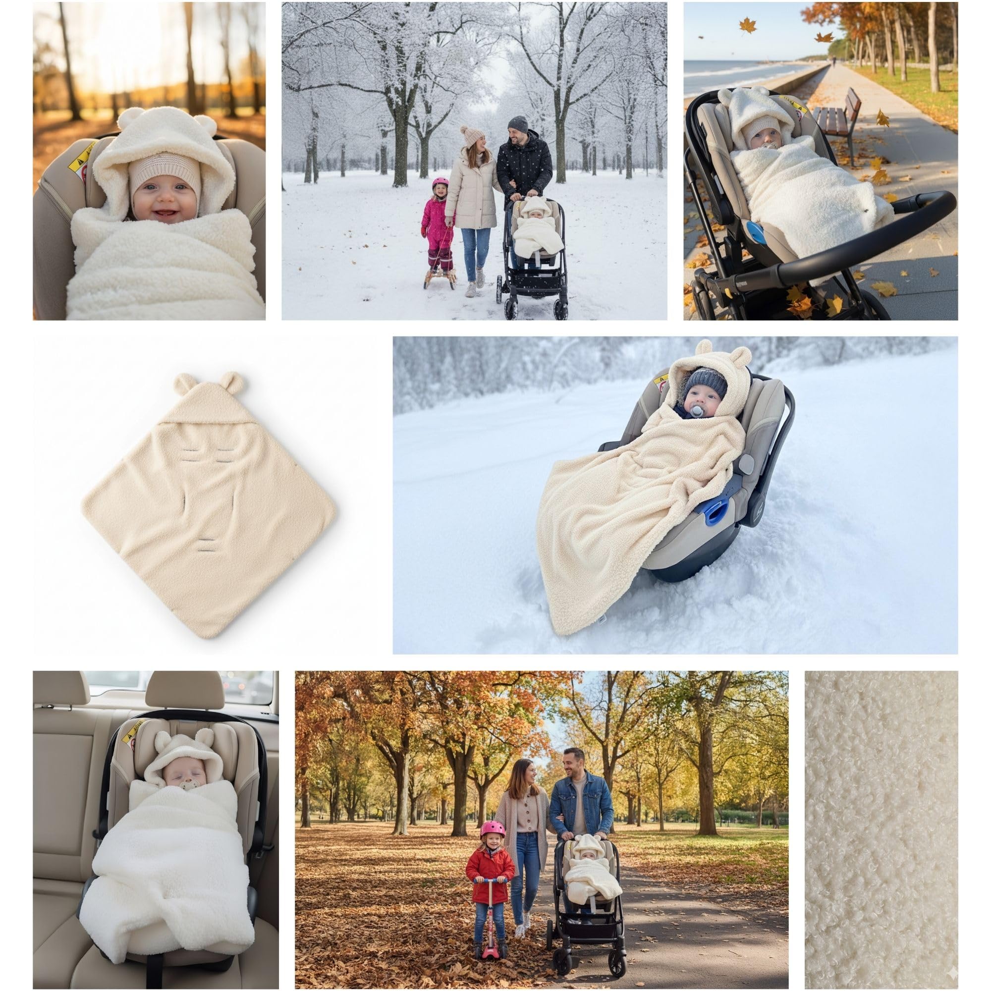Copertina Avvolgente Seggiolino Auto Neonato Sacco Nanna Invernale Footmuff Passeggino Accessorio Neonati Bimbi Piccoli Calda Morbida