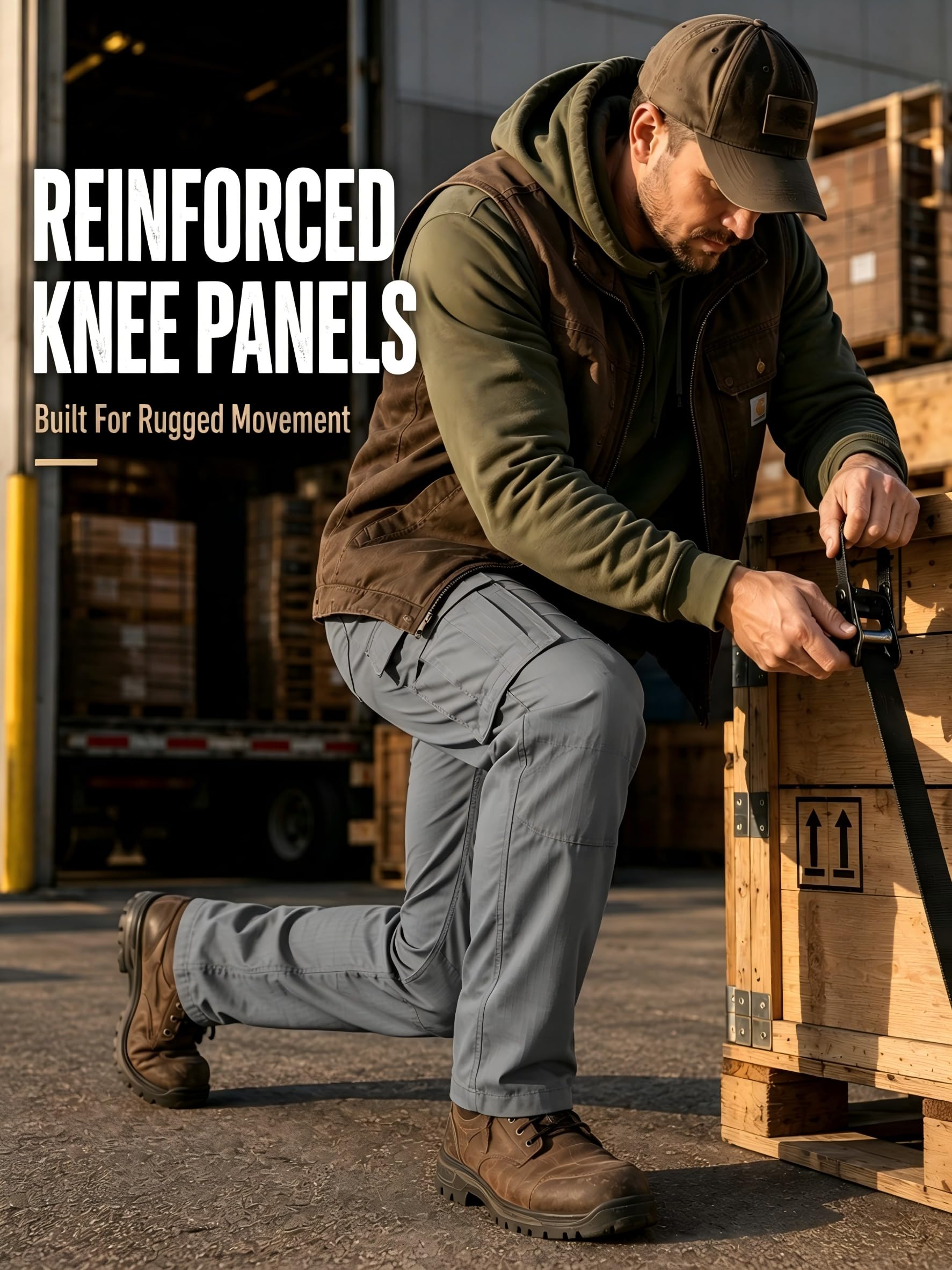 ZITY Pantalones Cargo Hombre Tácticos Ripstop Multibolsillos, Pantalones de Trabajo Outdoor Resistentes para Trekking y Senderismo