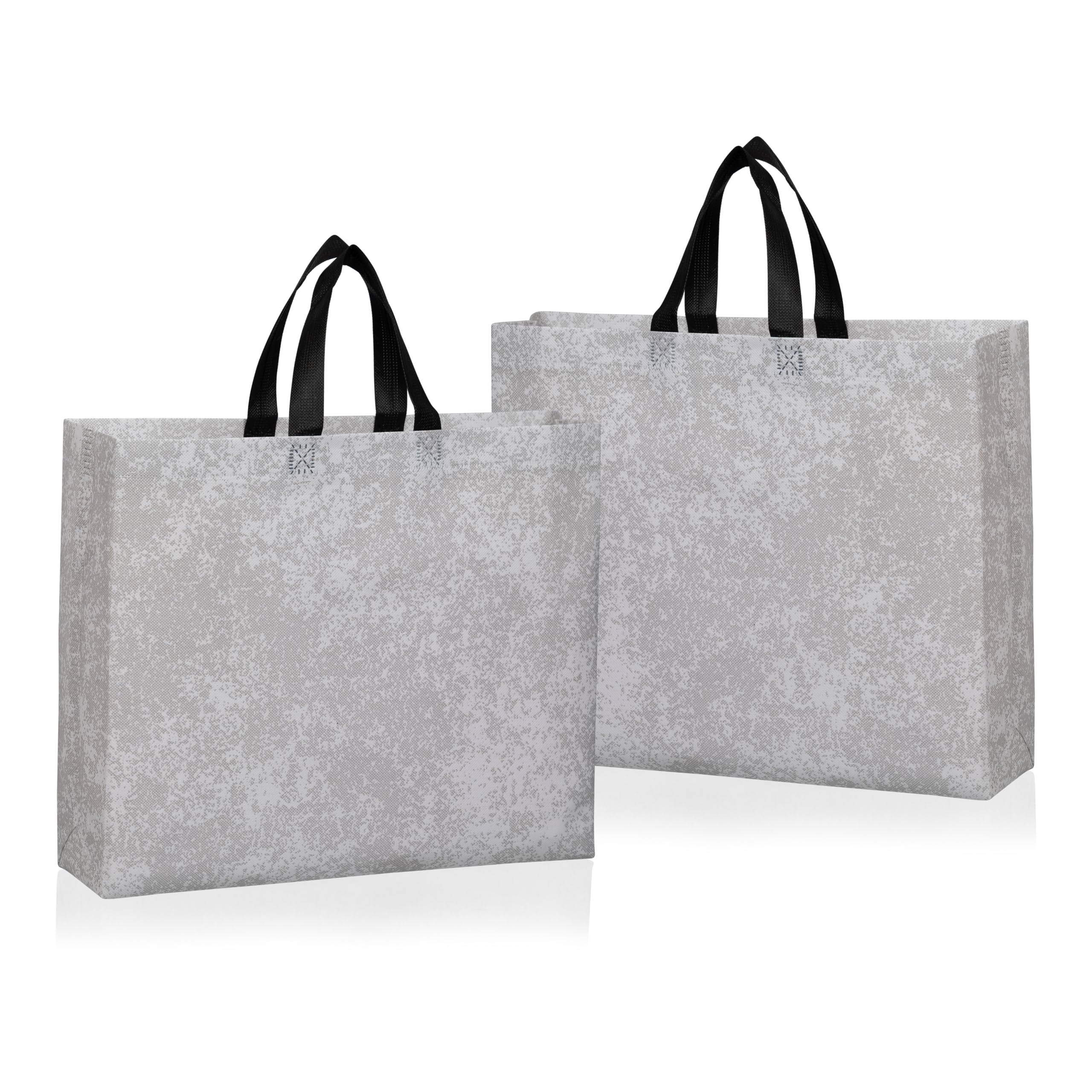 Lavya Large Size Pack of 10 Pcs Non-Woven Fabric Return Gift Bags |Grey with Gold Glitter, Reusable, Eco-Friendly, Jewellery, Saree, Mithai, Festive Party, (Grey Marble Texure) (L- 15x13x4 Inch)