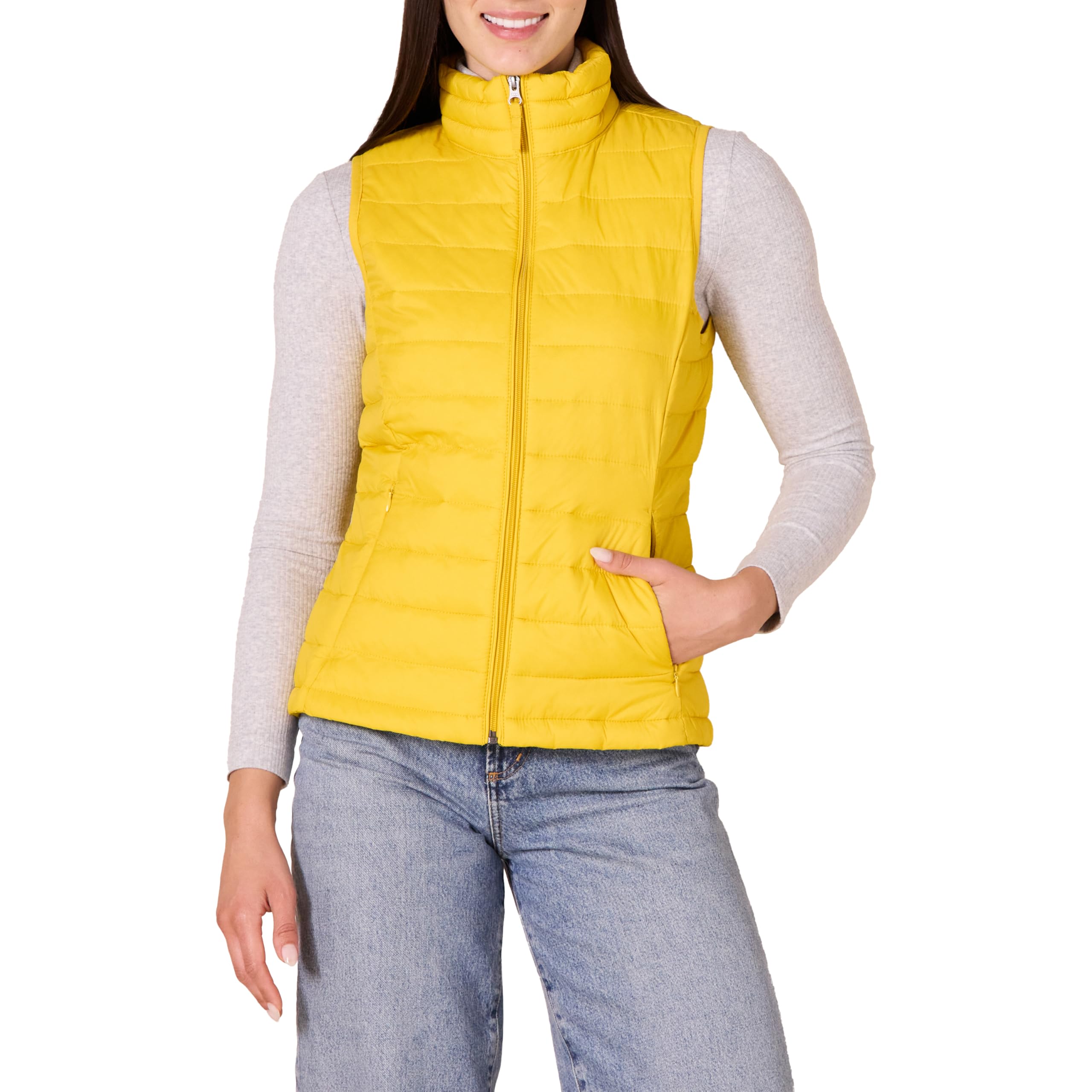 Amazon Essentials Women's Lightweight Water-Resistant Packable Puffer Vest, Yellow, X-Small
