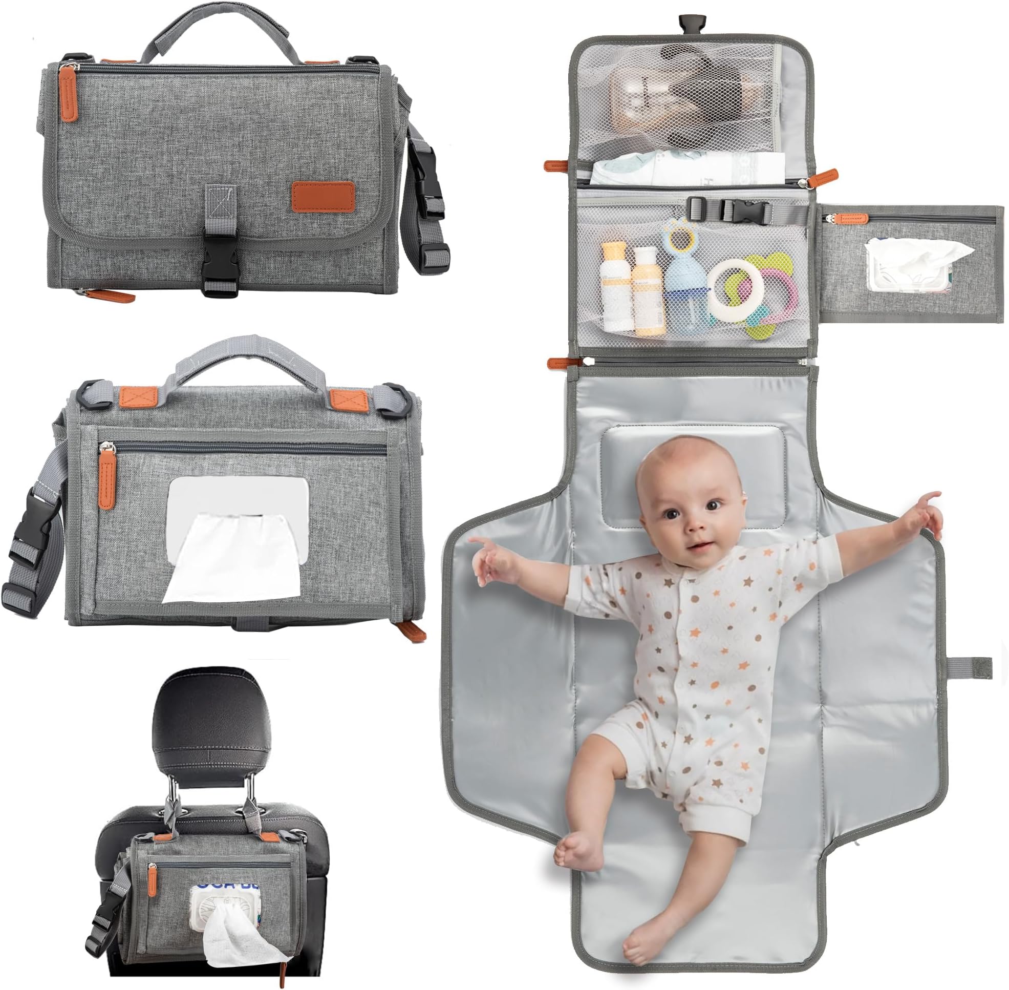 Uawsyut Baby Portable Changing Pad Wipeable Travel Diaper