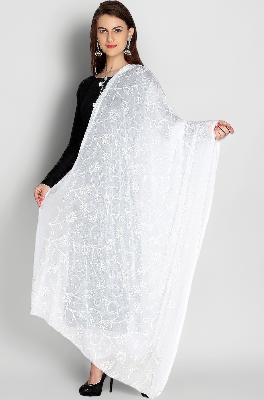 Women's Floral Chiffon Dupatta