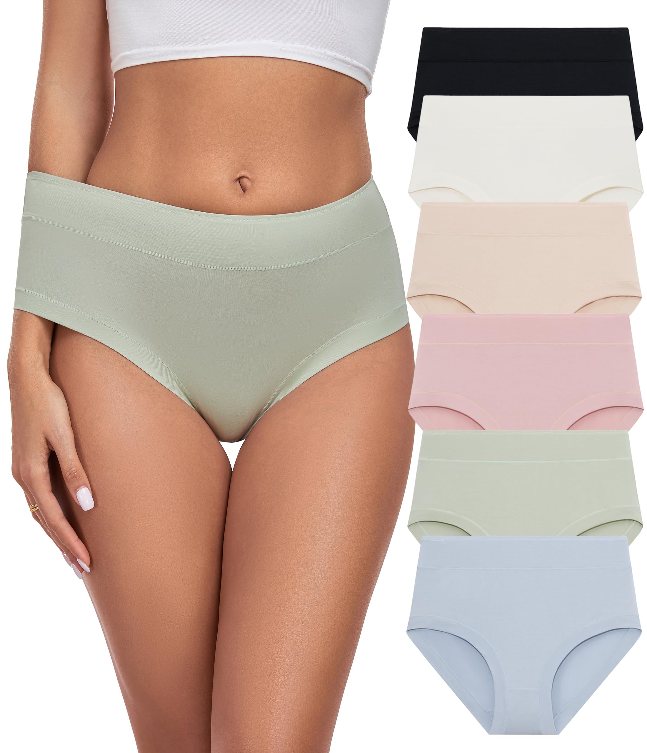 ANLIQI Womens Underwear Pack Bikini Briefs Panties Cotton Modal Moisture Wicking Soft Hipster Undies for Ladies