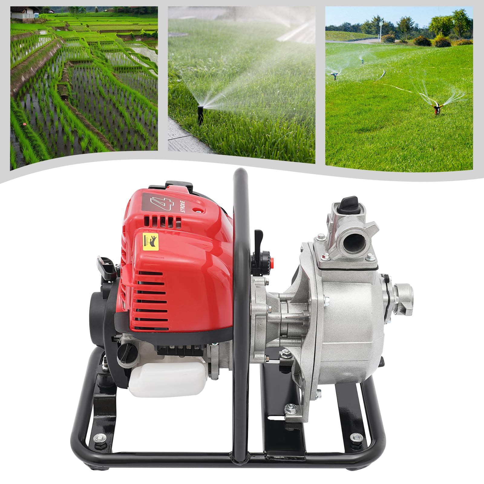 Wasserpumpe Motor Benzin Pumpe Ansaugschlauch Filter Trichter 1.2 kW 38 cm³ 135 lmin Gartenbewässerung Landwirtschaft Feuerlöschung Bau Baustelle
