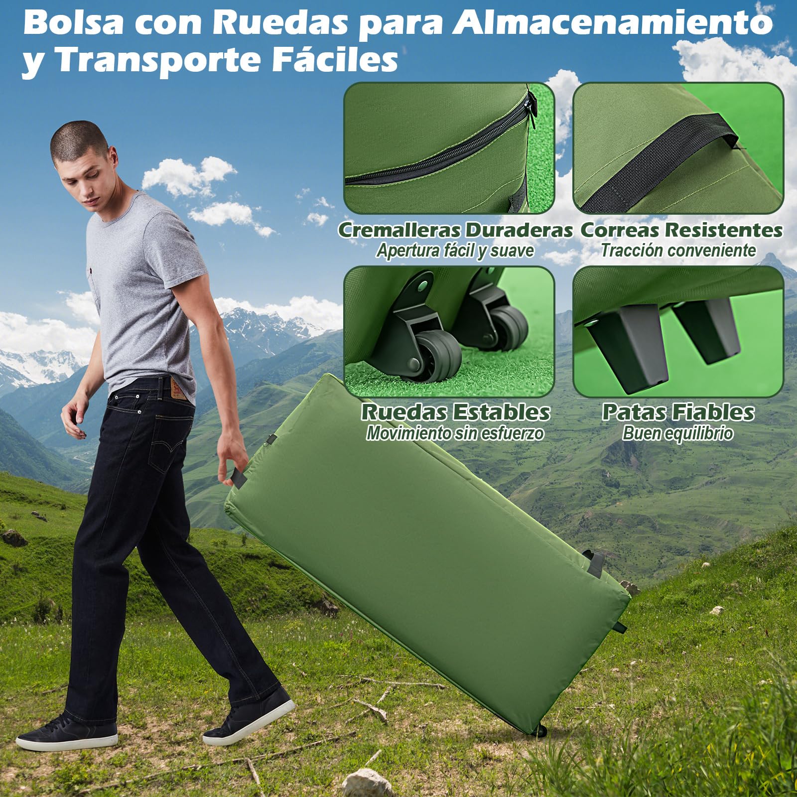 COSTWAY Tienda de Campaña para 2 Personas, Tienda de Camping con Cama Elevada, Colchón, Almohadas de Aire, Saco de Dormir, Bolsa de Transporte para Picnic Pesca, 194 x 145 x 187 cm