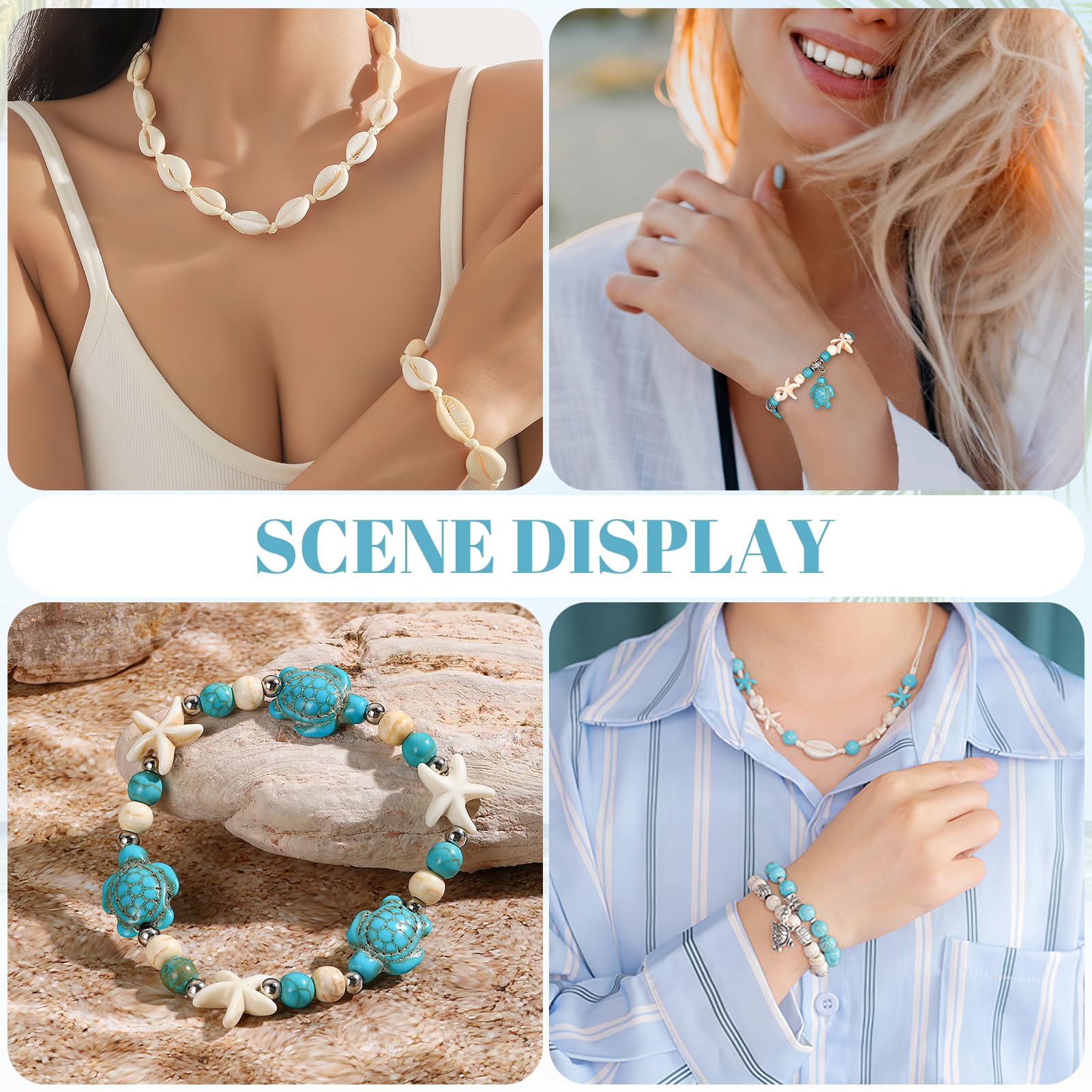 Perline per Braccialetti 715PCS Kit Fai da Te, Ciondoli Tartaruga Marina Conchiglie Stelle Marine Portafortuna