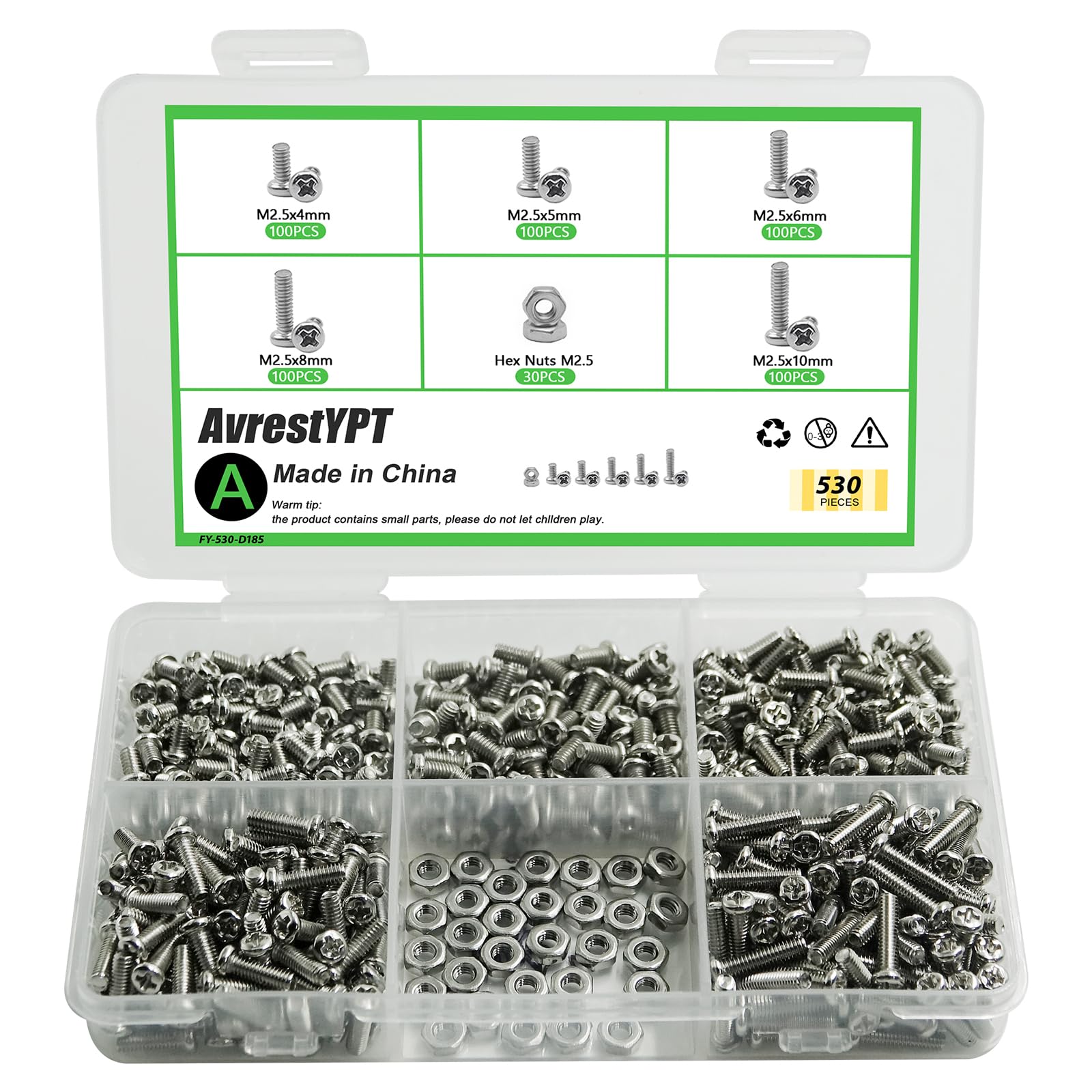 Metric Screw & Nut Kit - 1110 Pieces -13