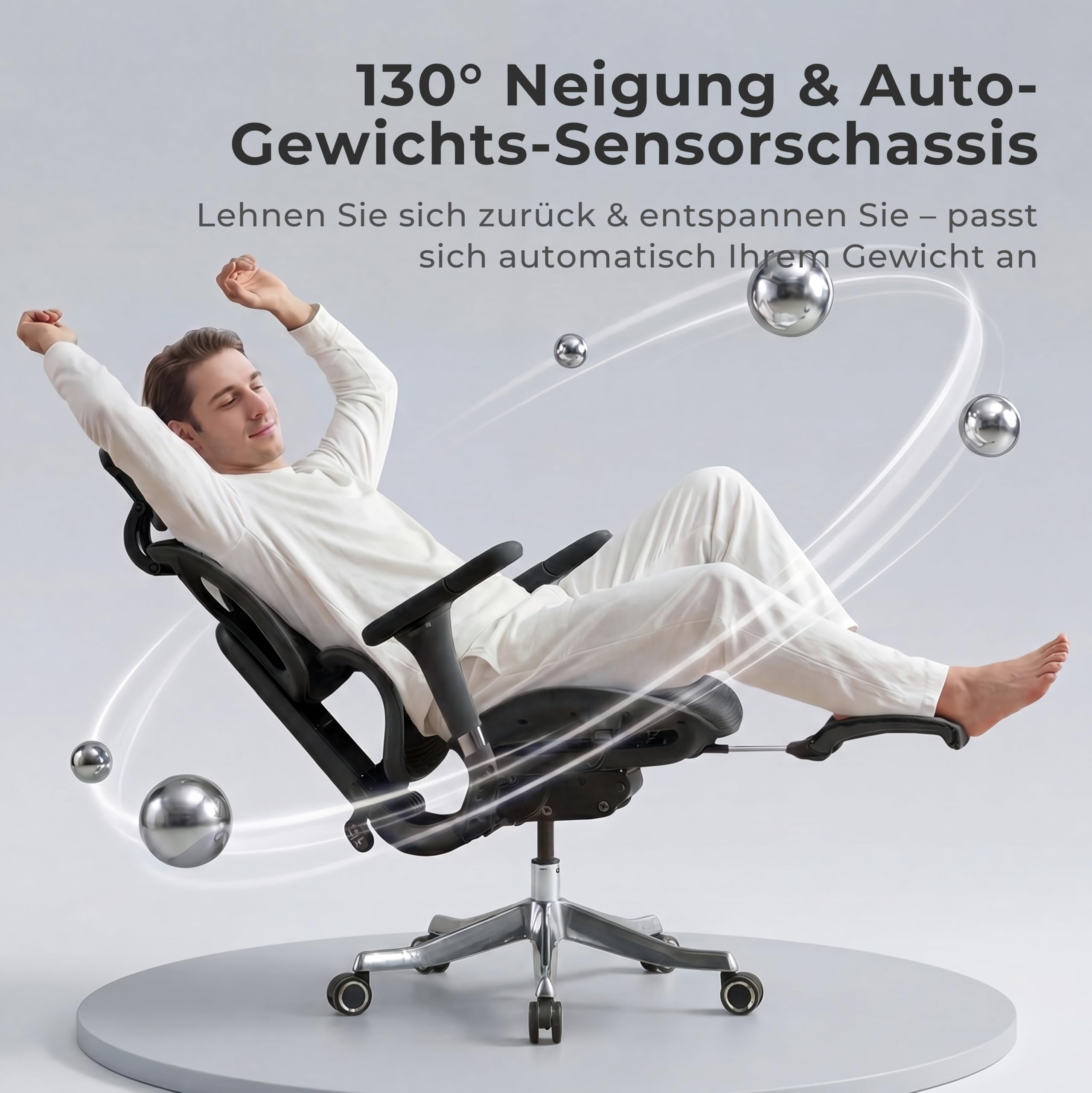 WELAX S9 Pro Ergonomischer Bürostuhl mit Mesh-Rücken, Lendenstütze, Fußstütze, 6D Armlehnen und verstellbarem Sitz – Komfortabler Gaming- und Homeoffice-Stuhl, Schwarz