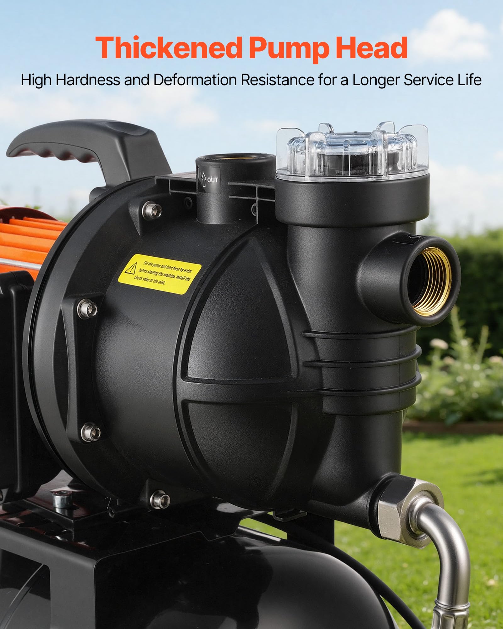 VEVOR Groupe de Surpression 1100 W Pompe avec Réservoir de Pression 19 L pour Puits Peu Profonds Arrosage Jardin, 5300 L/h, avec Filtre, Clapet Anti-retour, Surpresseur Auto, Pressostat 1,4-2,8 bar