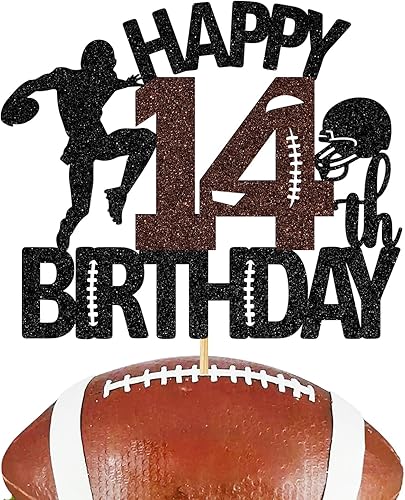 Miniatura 8 de Decoración para tartas de fútbol americano de 9 cumpleaños, decoración de fiesta de cumpleaños de 9 años para niño