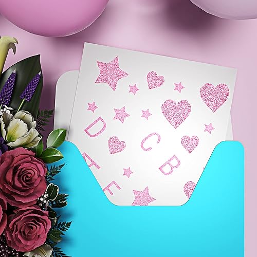 Miniatura 5 de FunStick Cartulina rosa con purpurina de 3.9 x 200 pulgadas, papel de cartulina rosa con purpurina para papel de manualidades, papel autoadhesivo