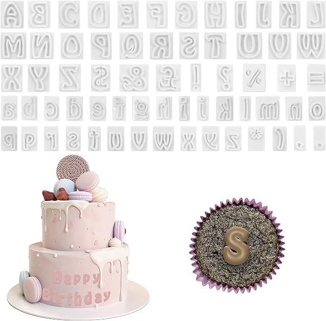 Kurtzy Small Alphabet Cookie Cutters (64 Pack) - A-Z in Uppercase & Lowercase with 12 Symbols - Food Safe Letter Cutter Moulds for Fondant, Cake Decorating, Baking, Biscuits, Icing and Sugarcraft