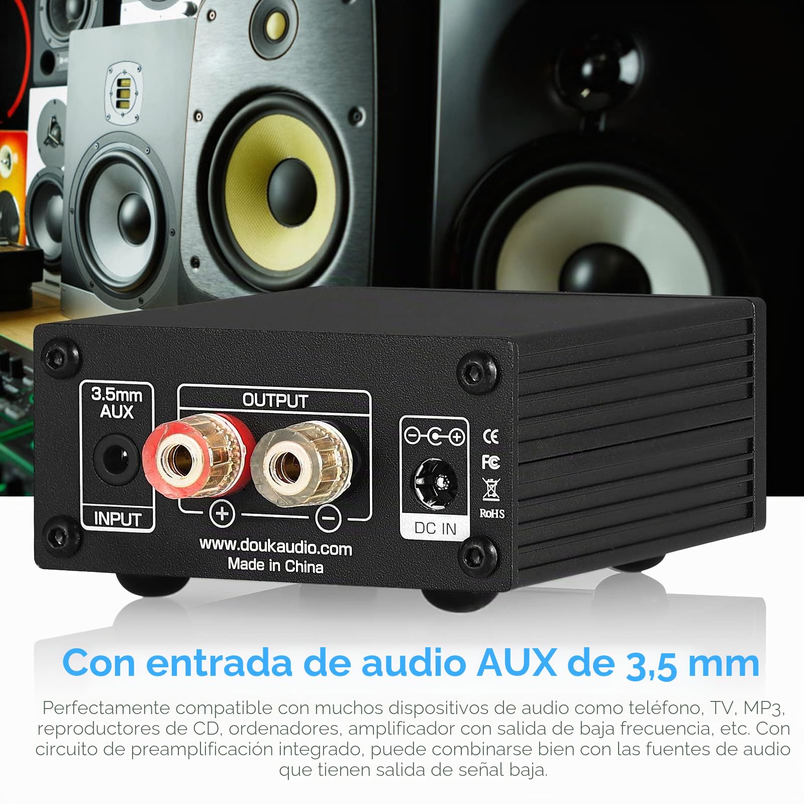 Nobsound - Amplificador de subwoofer (100 W, Fuente de alimentación), Color Negro
