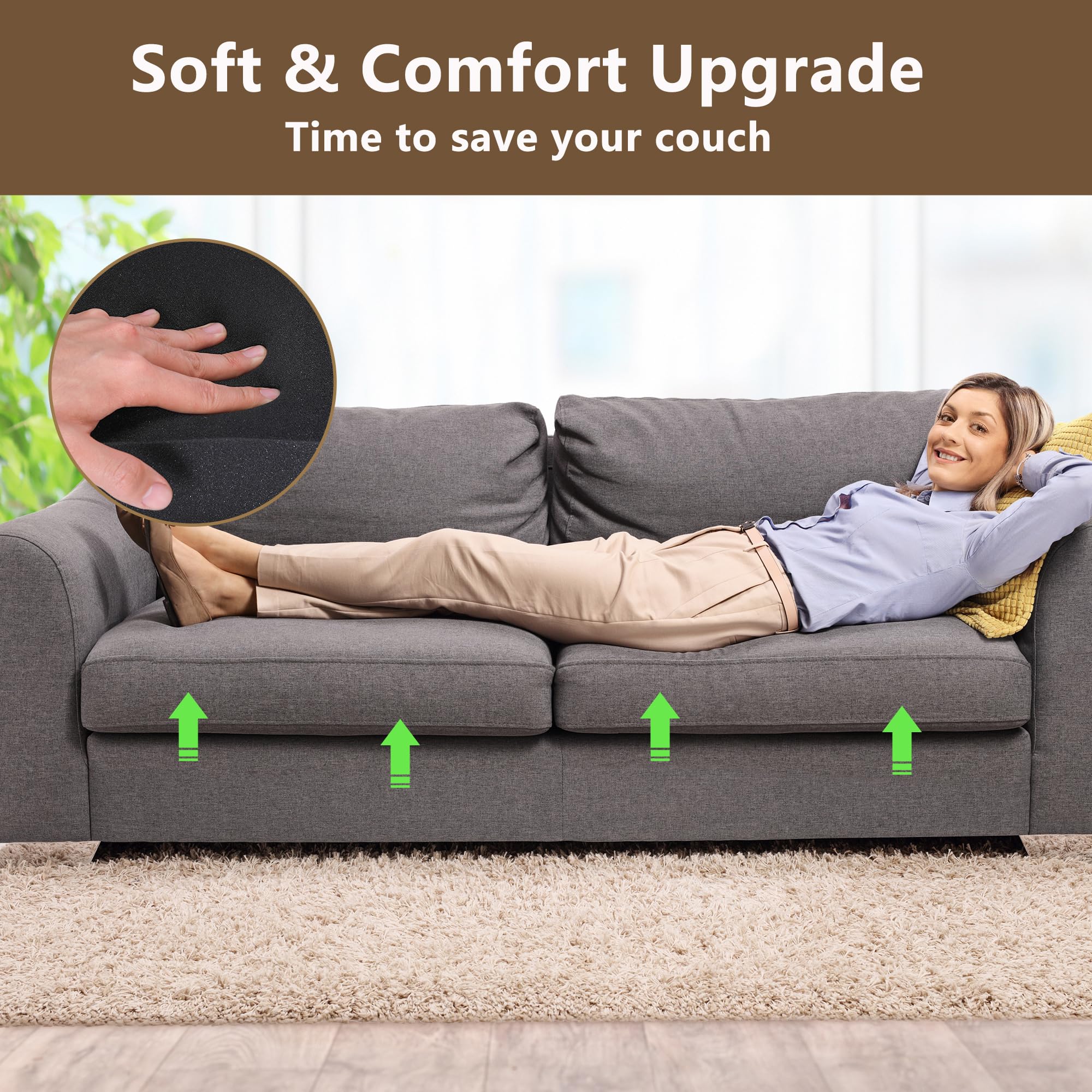 Acidea Lot De 2 Coussins De Canapé En Mousse Pour Siège Affaissé, 50,5