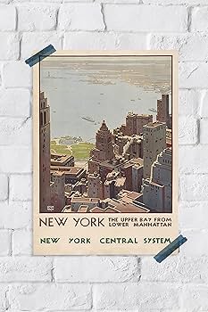 Amazon.com: VMXWLL 1920s Retro New York - The Upper Bay from Lower