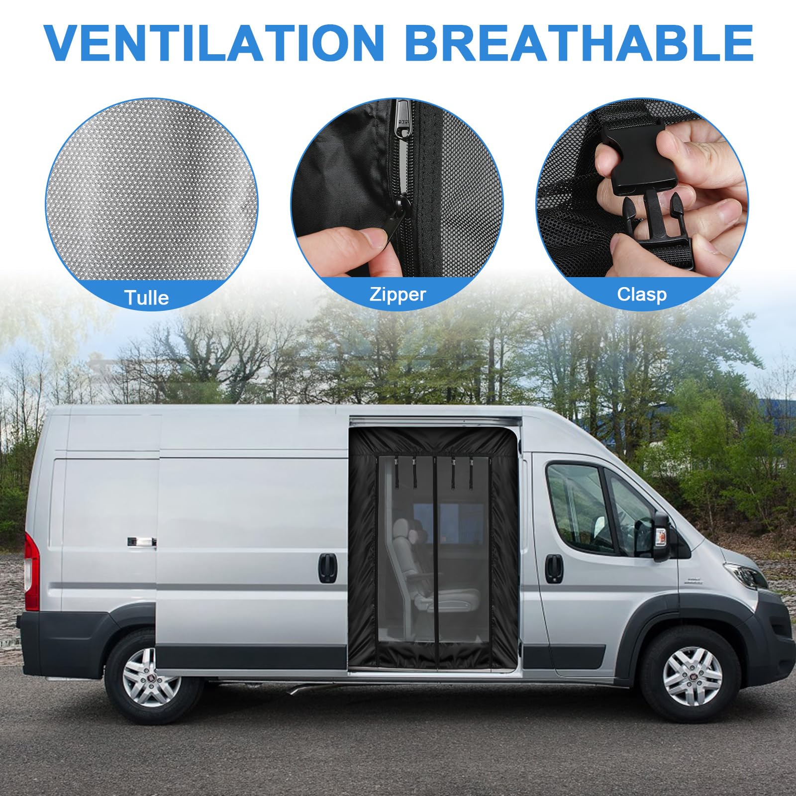 Insectennet klamboe vervanging voor Fiat Ducato/Peugeot Boxer/Citroen Relay 2006-2024 (X250/X290 H2/H3/L2L3L4), verbeterd model insectenbescherming mesh voor outdoor camping (zijdeur