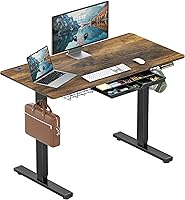 Vista 1 de SHW - Escritorio de pie eléctrico de altura regulable con memoria - 48 x 24 pulgadas, marrón rústico