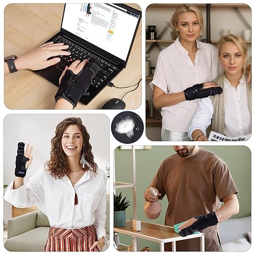 Miniatura 5 de Soporte de férula para dedos, soporte medio, meñique, anillo, metacarpianos y nudillos, tirantes de mano ajustables izquierda y derecha, enderezador