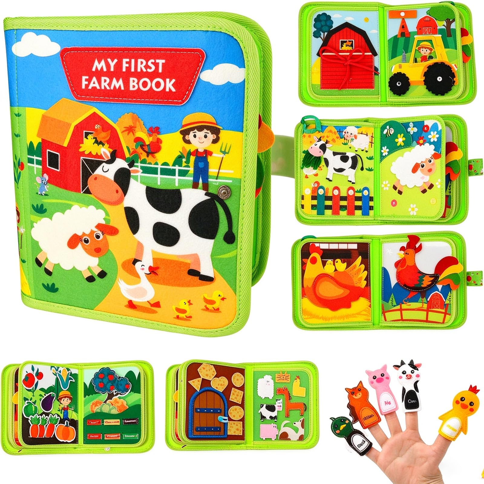 Libro Montessori 1 año, 20 en 1 Busy Board de Actividad Juguetes Montessori para niños 1 2 3 4 5 6 años, Juego de Educación Animales Granja, Temprana Libro Interactivo Sensorial Actividades para Niños