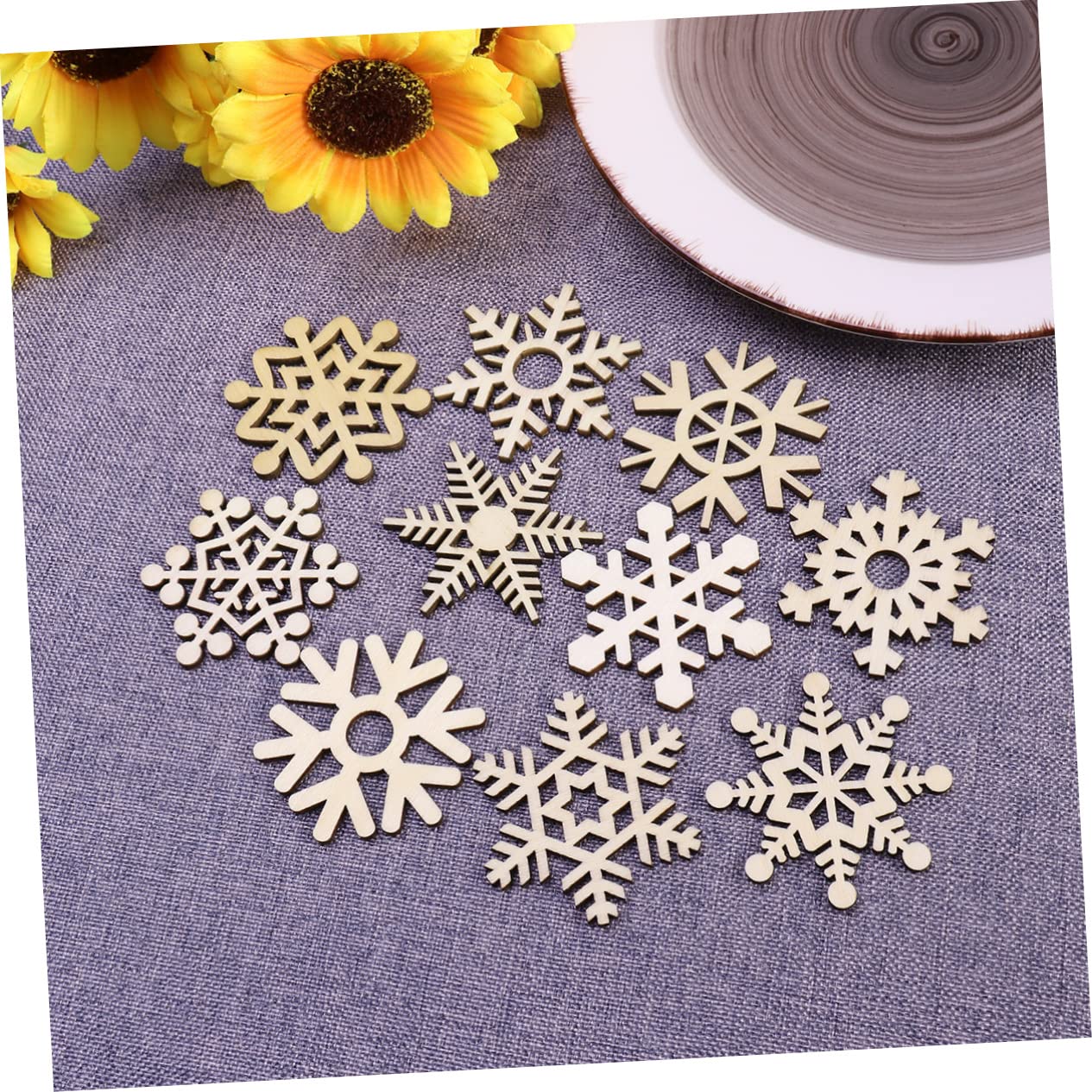 ABOOFAN Decorazioni Natalizie in Legno, 20 Pezzi con Corda di Juta da 35 Cm, Addobbi Delicati per Albero e Feste di Capodanno