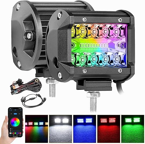 Luces de cápsulas RGB de 4 pulgadas, 2 unidades de barra de luz LED RGB de 4 pulgadas, cápsulas de luz de persecución de color, luces multicolor