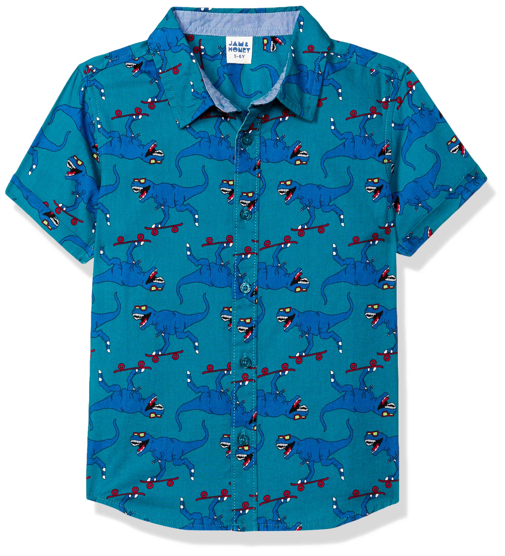 Amazon Brand - Jam & HoneyAnimal Regular Fit Boys 100% Cotton Printed Half Sleeves Shirt | Age 2-12 Years