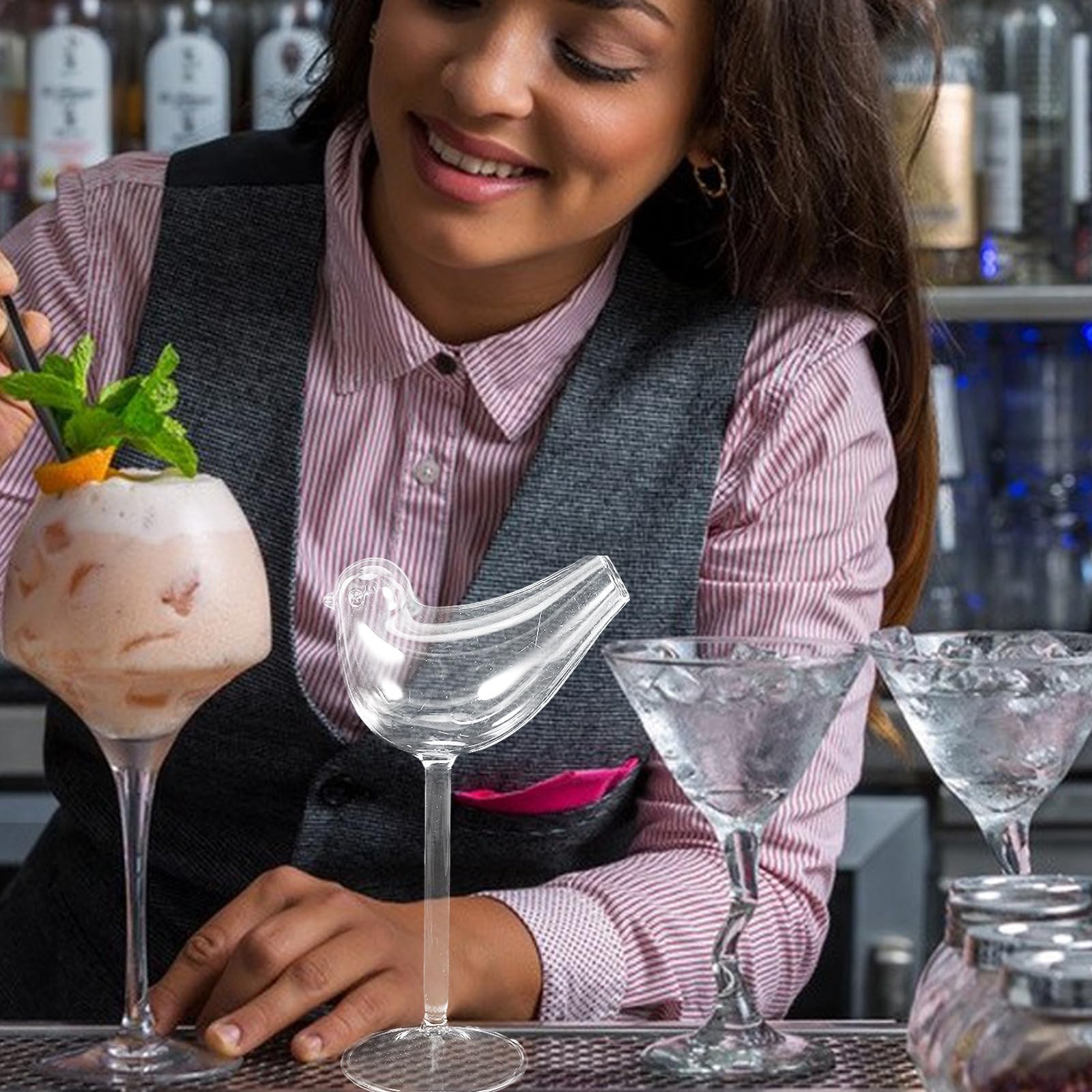 Copas de Cóctel Ahumadas de Cristal, 4 Piezas, para Vino Tinto y Brandy | Taza para Beber Coctel, Copas de Cóctel de Cristal Ahumadas, para Restaurantes y Bodas