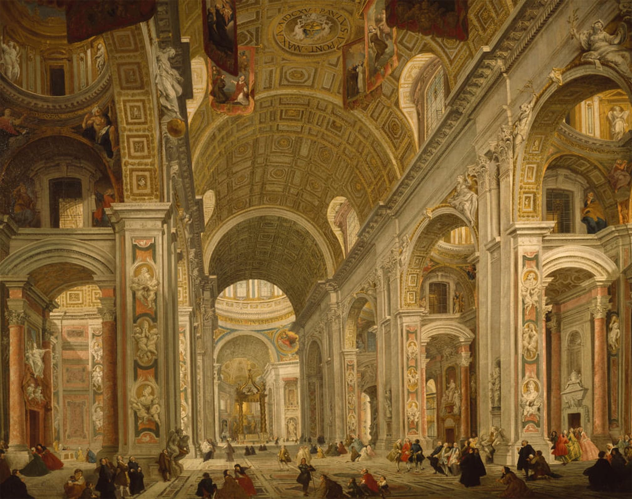 RZHRHJES Famous Painting Poster Art Canvas Print Retro Picture Interior of St Peter's Basilica by Paolo Pannini Poster Wall Art for Office Decor 60x90cm