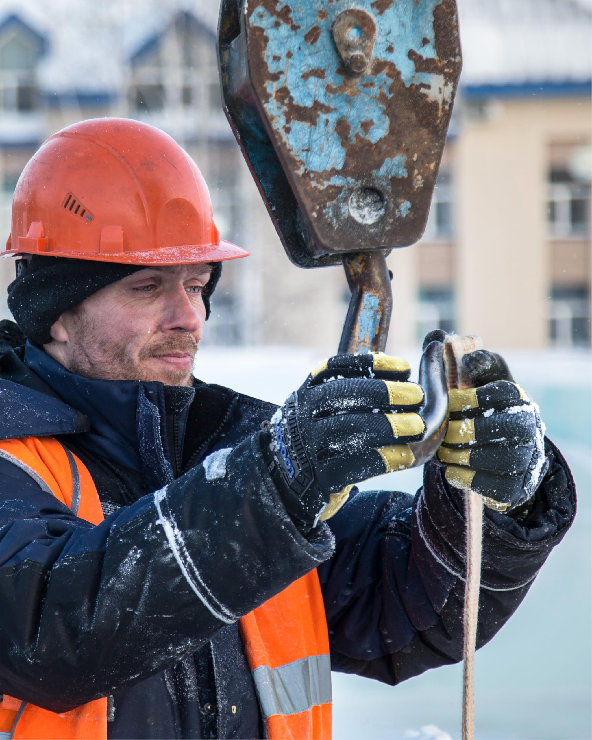 toolant Gants de travail d'hiver imperméables pour hommes, gants en cuir épais avec haute dextérité, doublure 3M, écran tactile, protection contre les chocs