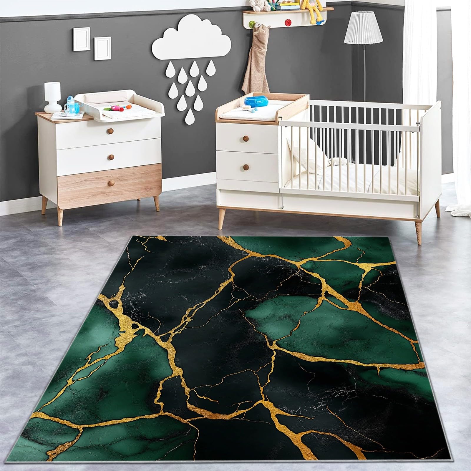 Generisch Wohnzimmer Teppich Smaragdgrün Outdoor Teppich Flur Schlafzimmer Digitale Kunst Marmor Teppich Küche Modern Kinderzimmer Flauschig rutschfest Teppich Waschbarer Teppich 160 x 230 cm