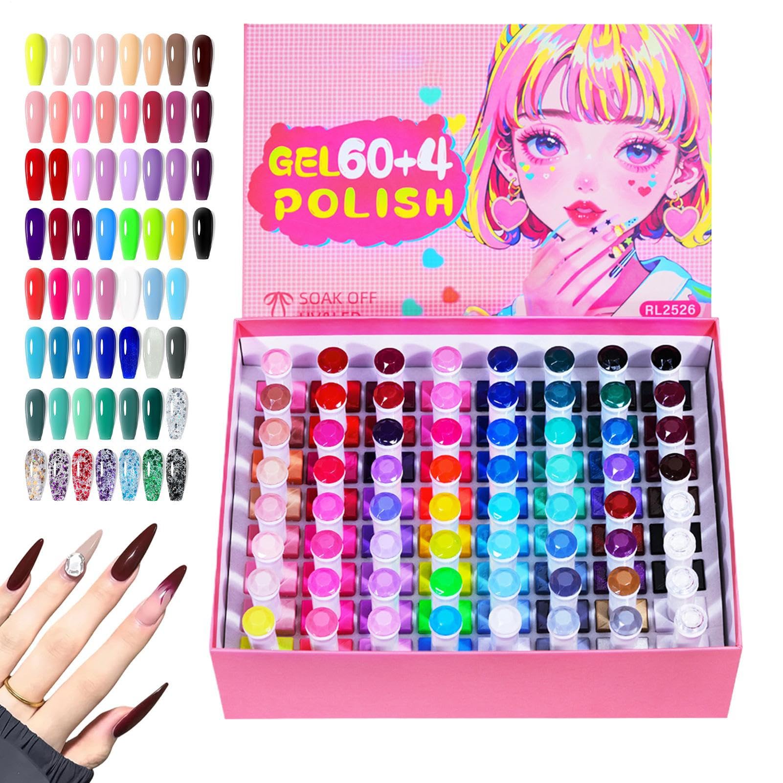 Kit De Esmalte De Uñas En Gel 60 Colores De Larga Duración Y Secado Rápido | Kit De Esmalte De Uñas Para Diario Hogar Viaje Manicura Spa Boda Vacaciones