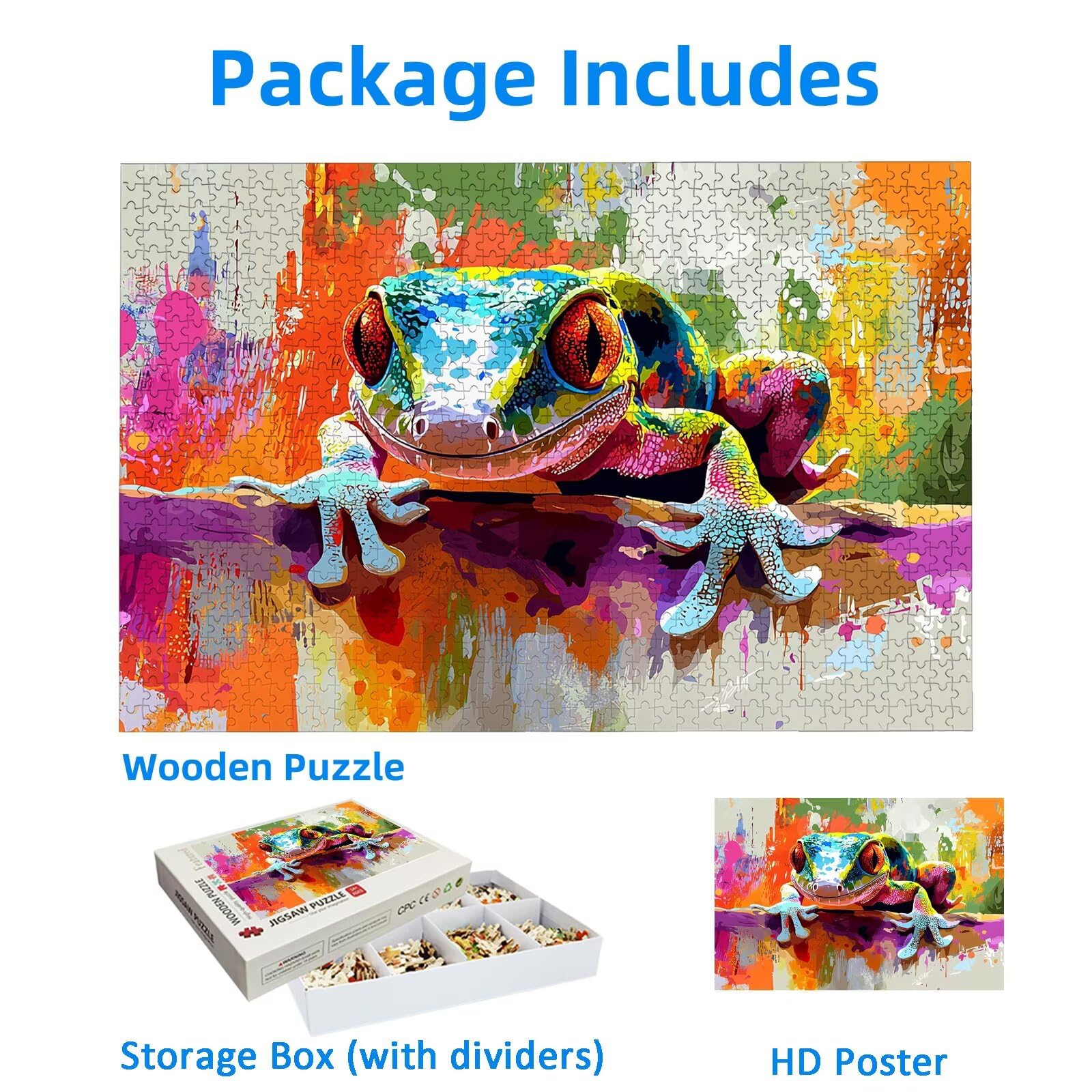 Puzzle 1000 elementów, zwierzęta, puzzle 1000 elementów dla dorosłych, drewniane puzzle dla dorosłych, z wykwintnym pudełkiem do pakowania, klasyczne puzzle, urocze dla całej rodziny, duże puzzle na