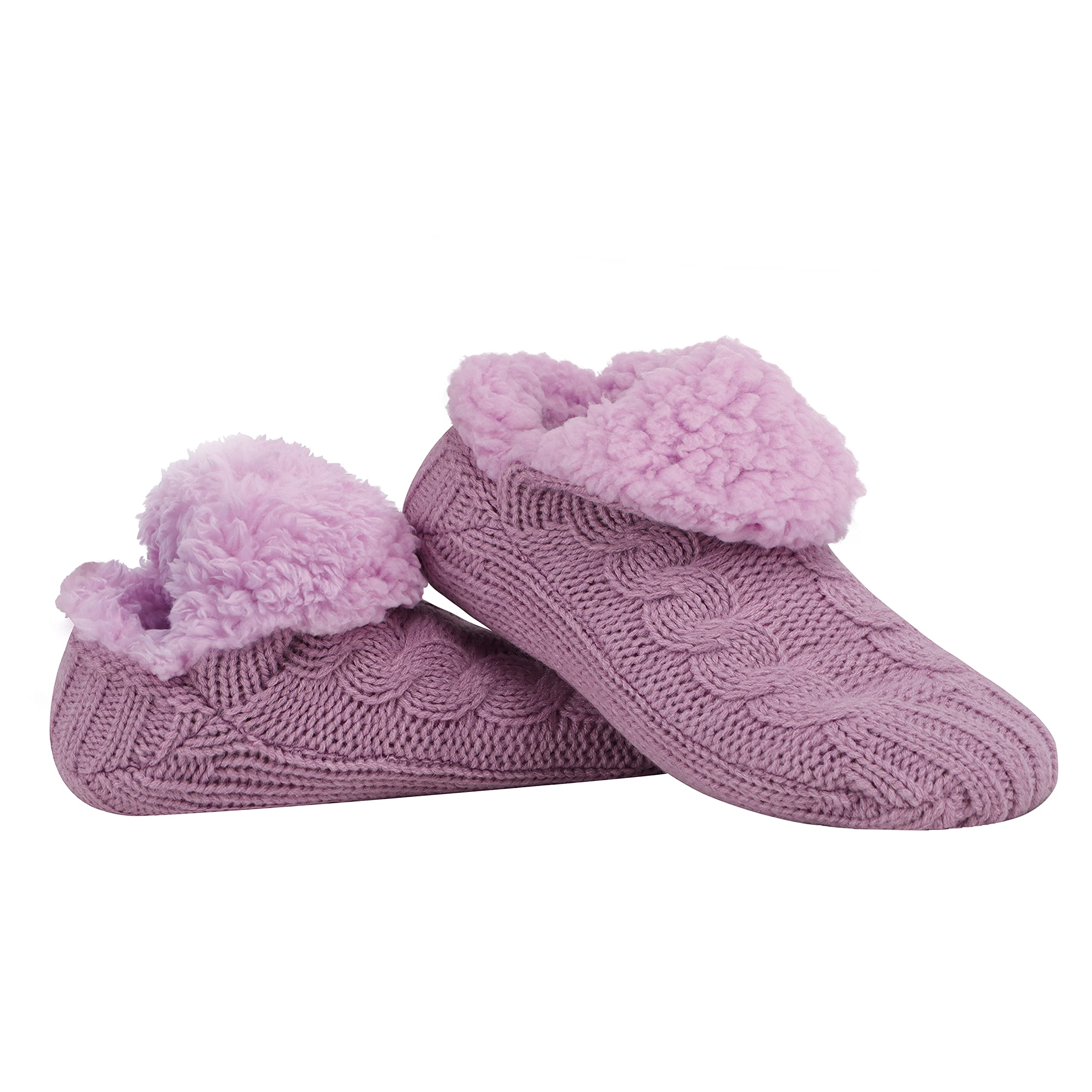 Microcrew Cable Sherpa Lined Womens Socks - Fuzzy Socks for Women