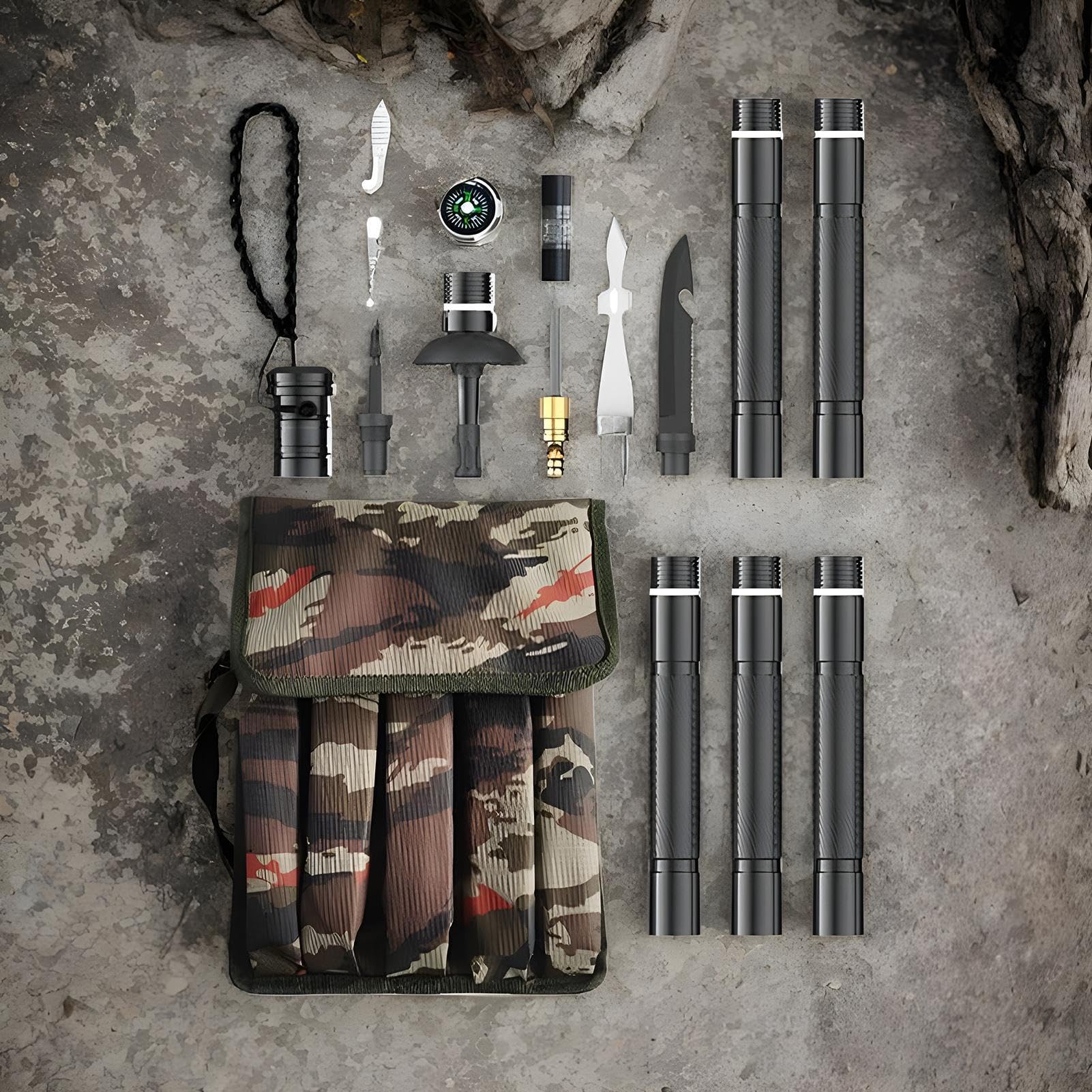 Bâtons De Randonnée Pliables Réglables Légères pour Camping Survie Plein Air Montagne Voyage