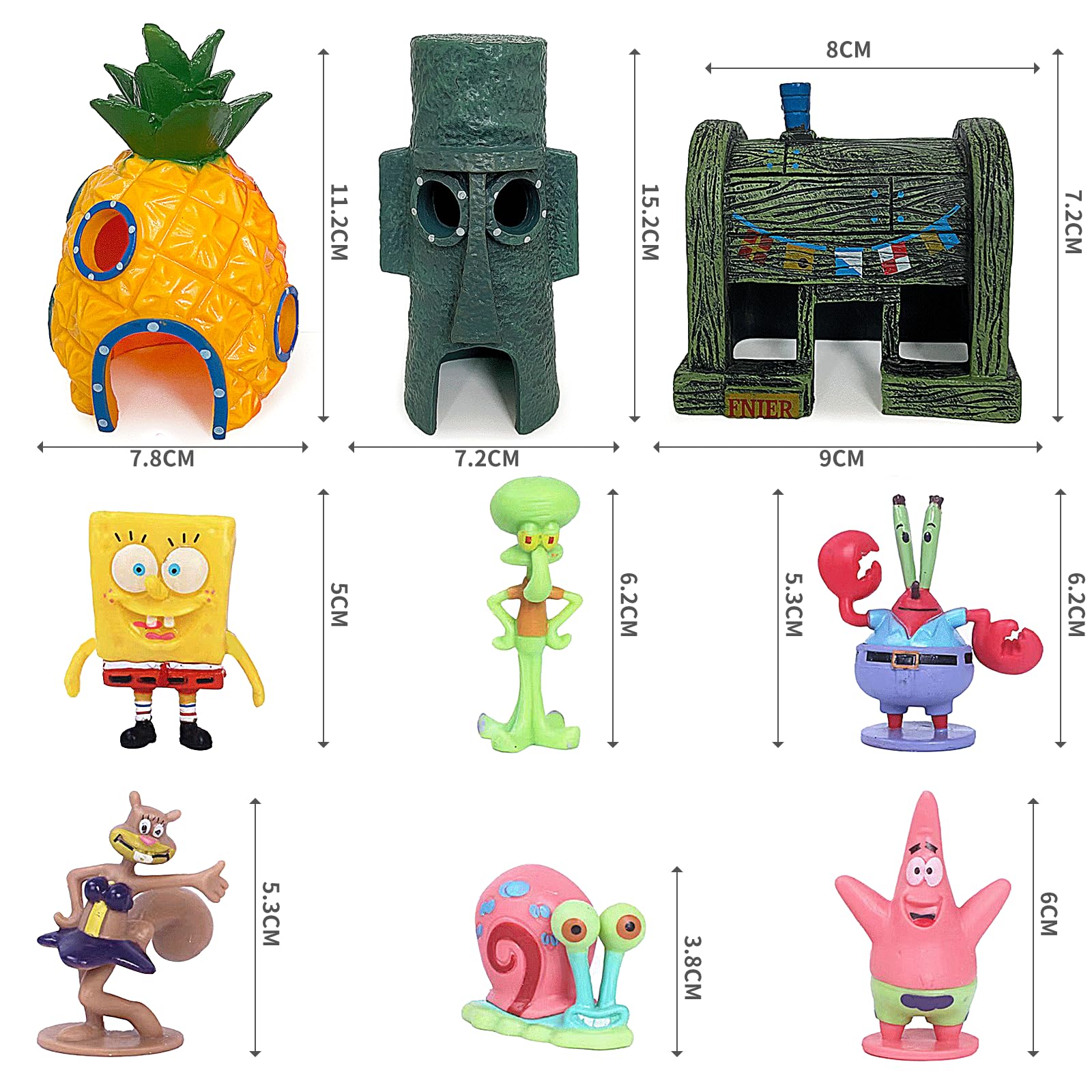 MeYuxg Dekoracja akwarium, ozdoba zbiornika ryb, ornamenty, krajobraz, ananas, do domu, jaskini, dekoracja podwodna, tworzywo sztuczne