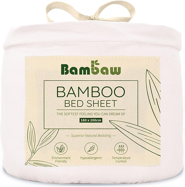 White Superking Fitted Sheet | Bamboo Bedding | 180x200 cm | Super King Fitted Sheets Extra Deep | Luxury Bedding Collections | Cool Sheets For Night Sweats | White Super King Fitted Sheet | Bambaw