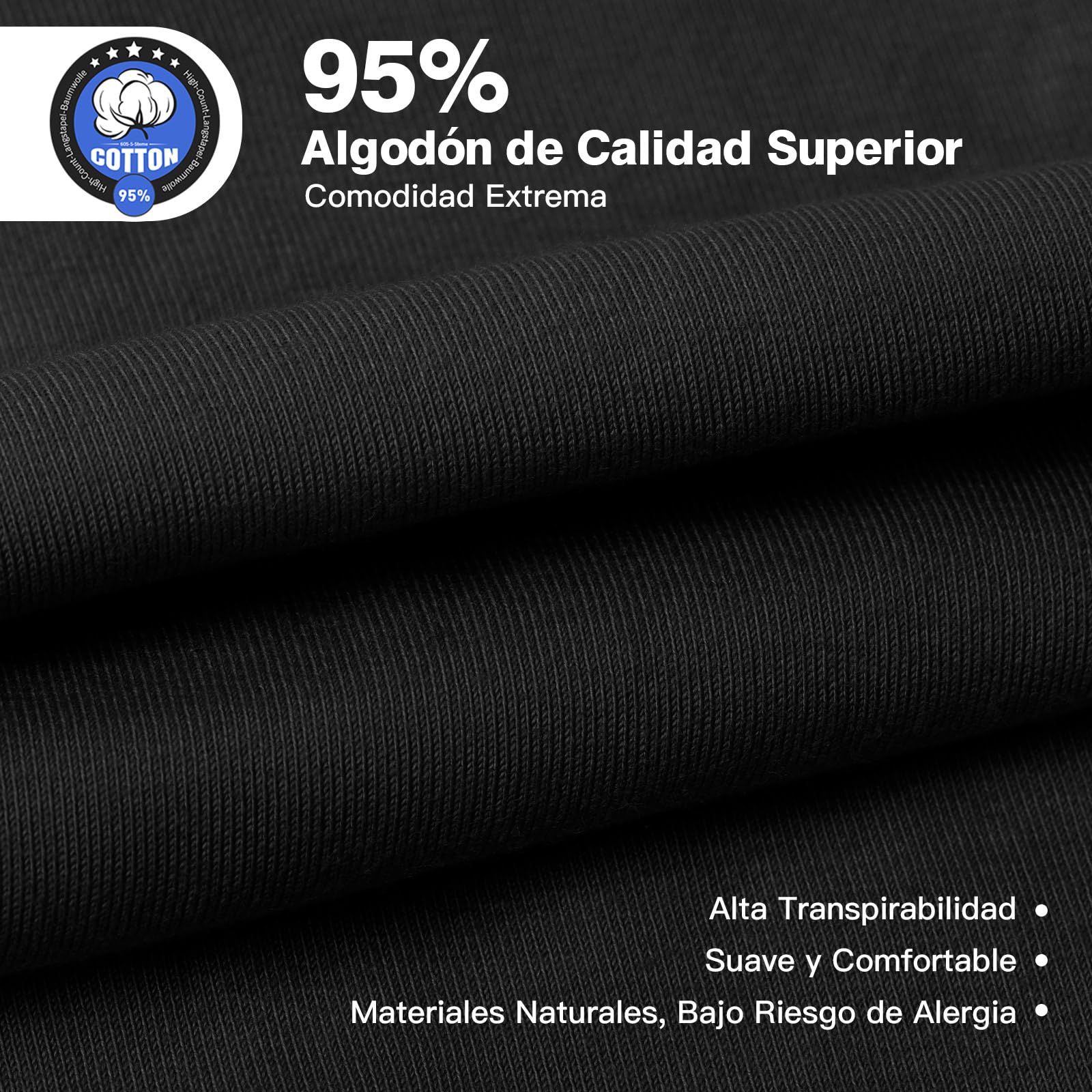 Calzoncillos Hombre Boxer, Pack de 9 Unidades, Algodón de Alta Elasticidad, Suaves y Cómodos, Piernas Alargadas, Ajuste Cercano y Antirollo