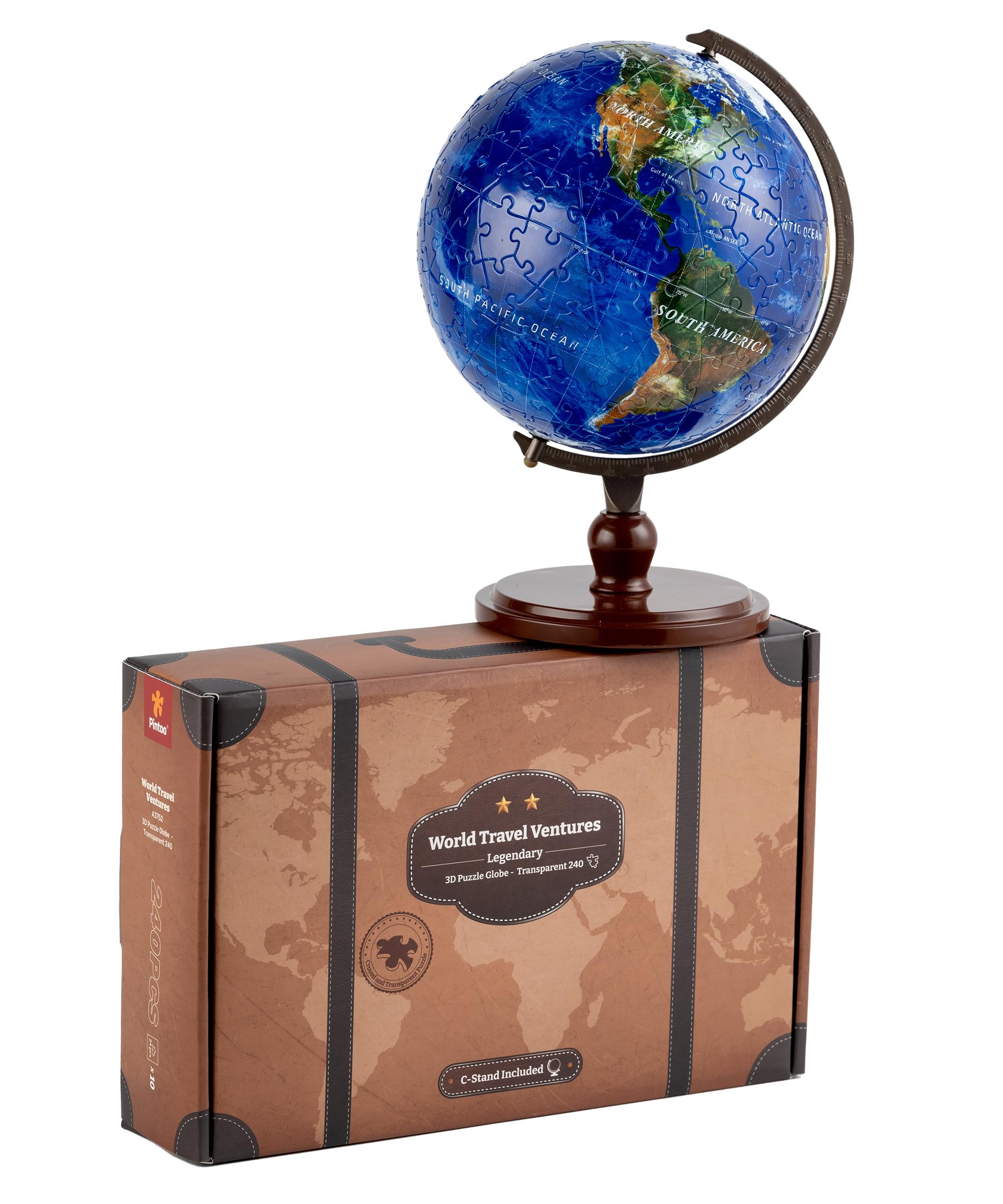 Pintoo 3-D Puzzle Globe Legendary Small 6" Earth Globe Decor with 240 Curved & Translucent Puzzle Pieces - Globes of The World for Unisex Adults, Explorers, Business, Home Decoration [A3752]