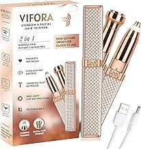 VIFORA 3-in-1 Eyebrow Trimmer & Facial Hair Removal Machine - Electric Nose & Ear Hair Trimmer for Men – Painless Dual-Edge Blades for Precise Trimming Grooming Women (Gold)