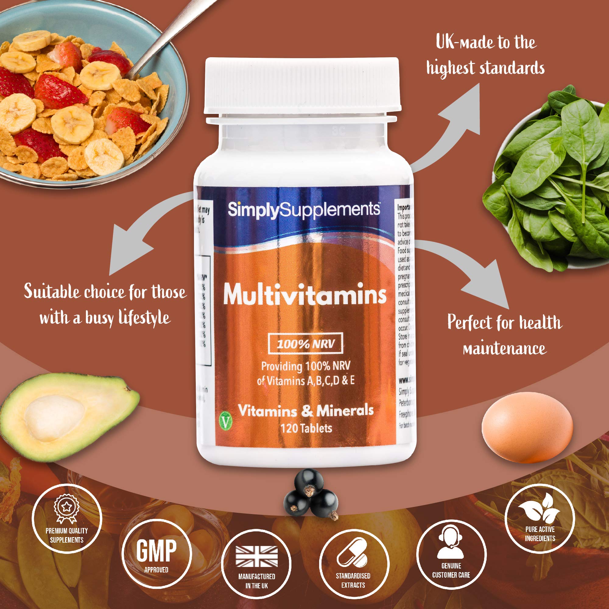 Multivitamins ABCD & E 100 RDA 120 Multivitamin Tablets Vegetarian