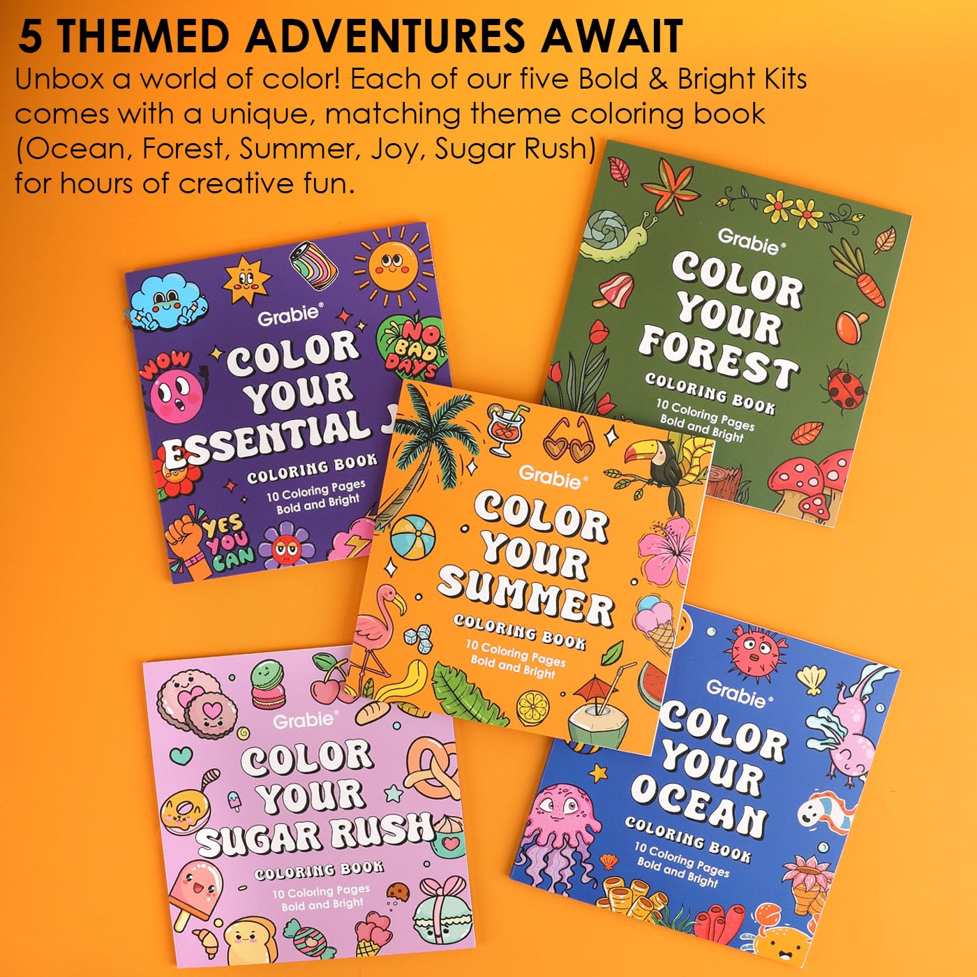 Grabie 12Colors Acrylic Gel Pens&Coloring Book, Medium Point Colored Gel Pens, Acrylic Gel Ink Pen Assorted Colored for Drawing, Note Taking, Bold&Bright Coloring Kit, Set of 12 (): Sugar Rush Colors