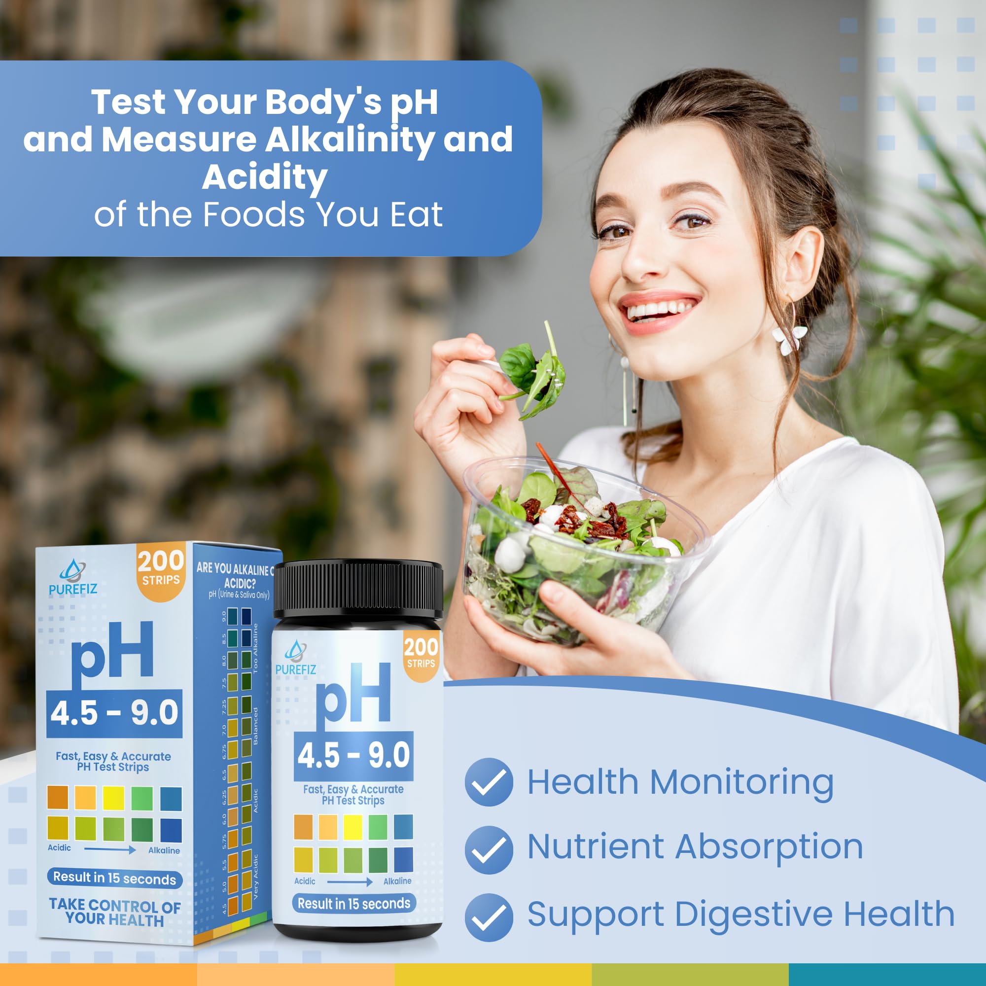 Tiras de prueba de pH para orina y saliva: 200 tiras fáciles de usar para una prueba rápida y precisa del pH en casa, obtén resultados claros de equilibrio ácido-alcalino en segundos, perfecto para