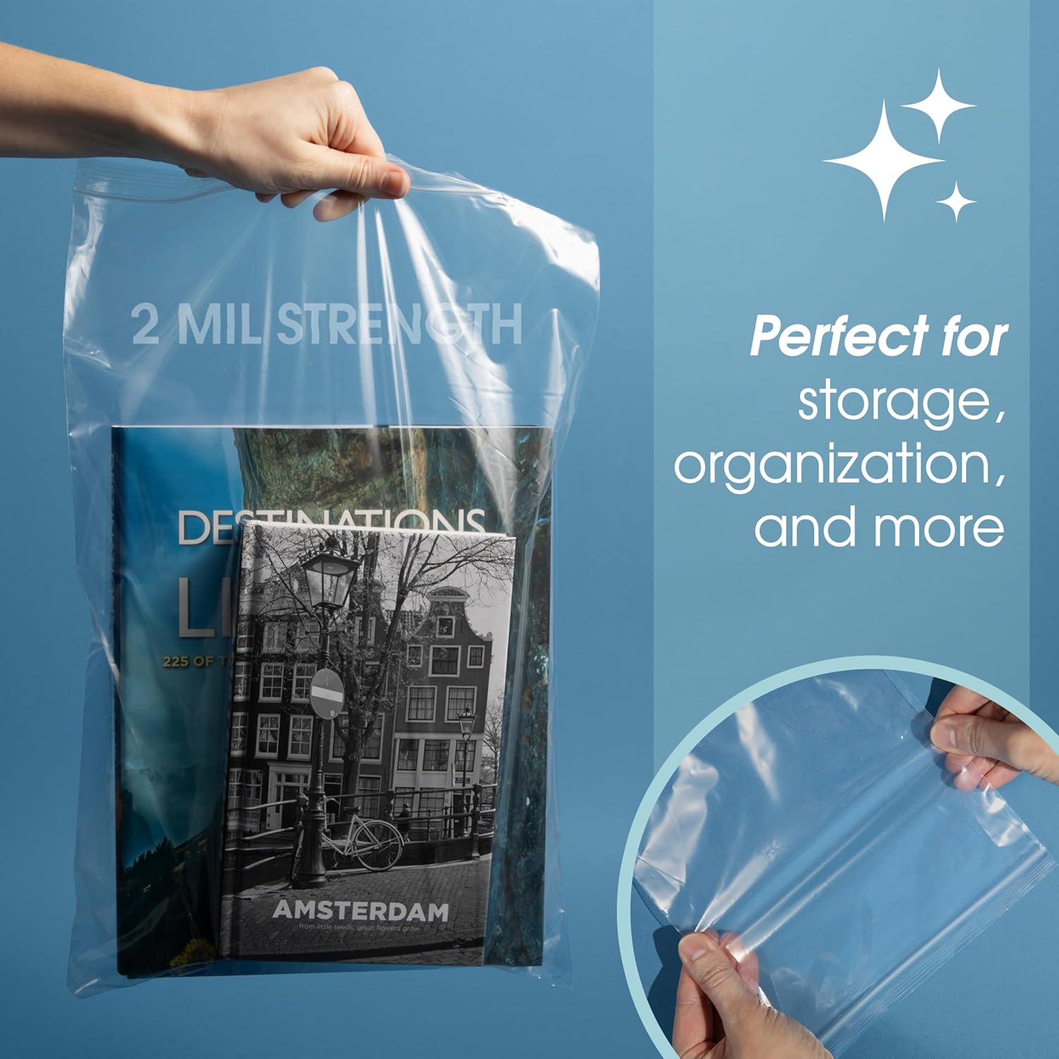 Spartan Industrial - 16” X 24” (100 Count) 2 Mil Clear Reclosable Zip Plastic Poly Bags with Resealable Lock Seal Zipper