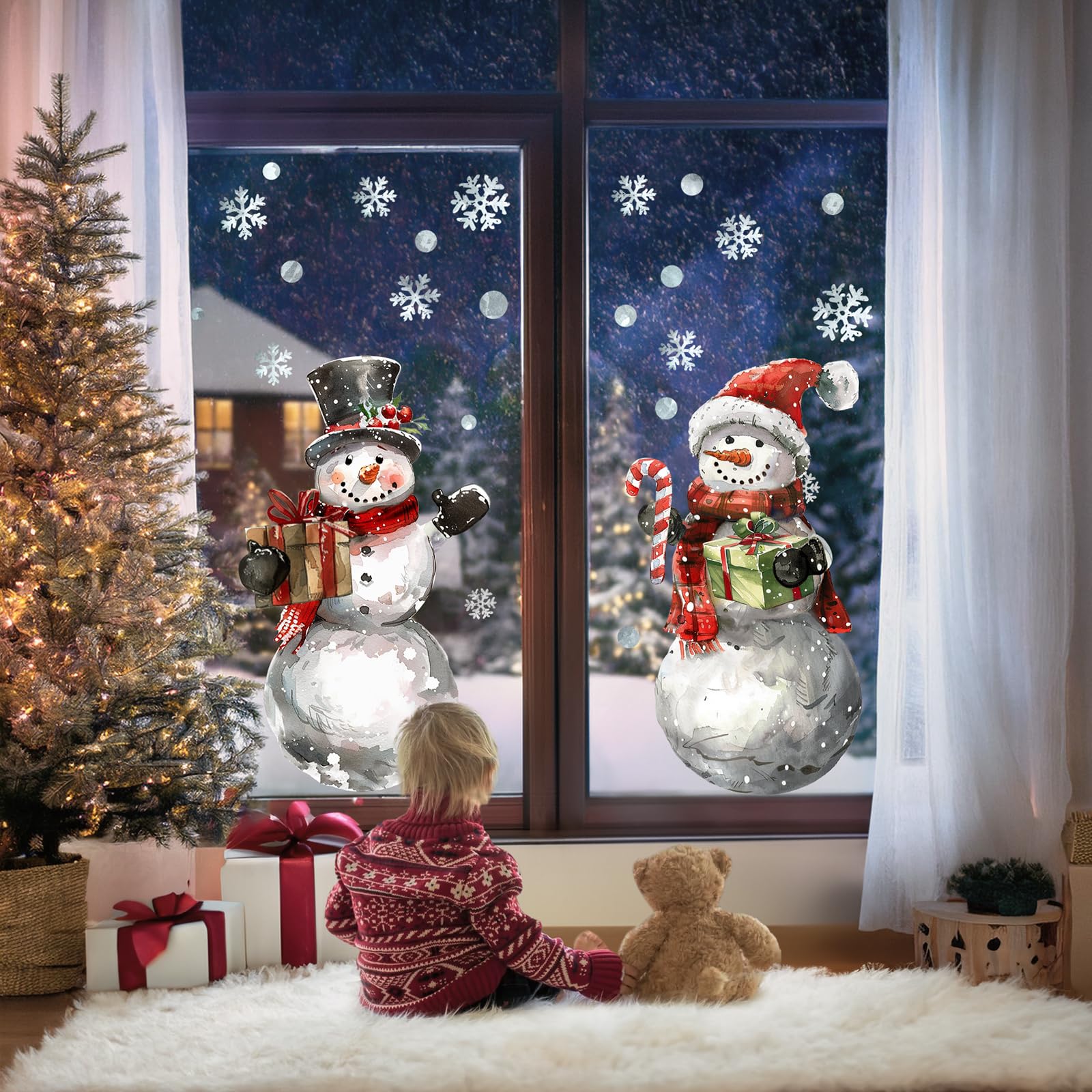 BlissYard Christmas Window Cover 31x47 Inch Gingerbread Window Banner Festive Winter