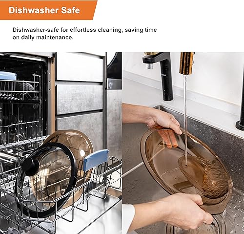 Miniatura 5 de OEC Plato para tartas con orejas, ámbar, platos llanos de vidrio templado de alta calidad, versátiles, aptos para lavavajillas y diseñados de forma