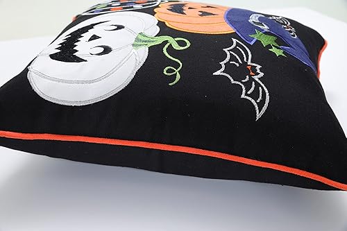 Miniatura 8 de Pillow Perfect Almohada apilable de calabaza de Halloween para interiores, 16.5 x 16.5 pulgadas, color negro