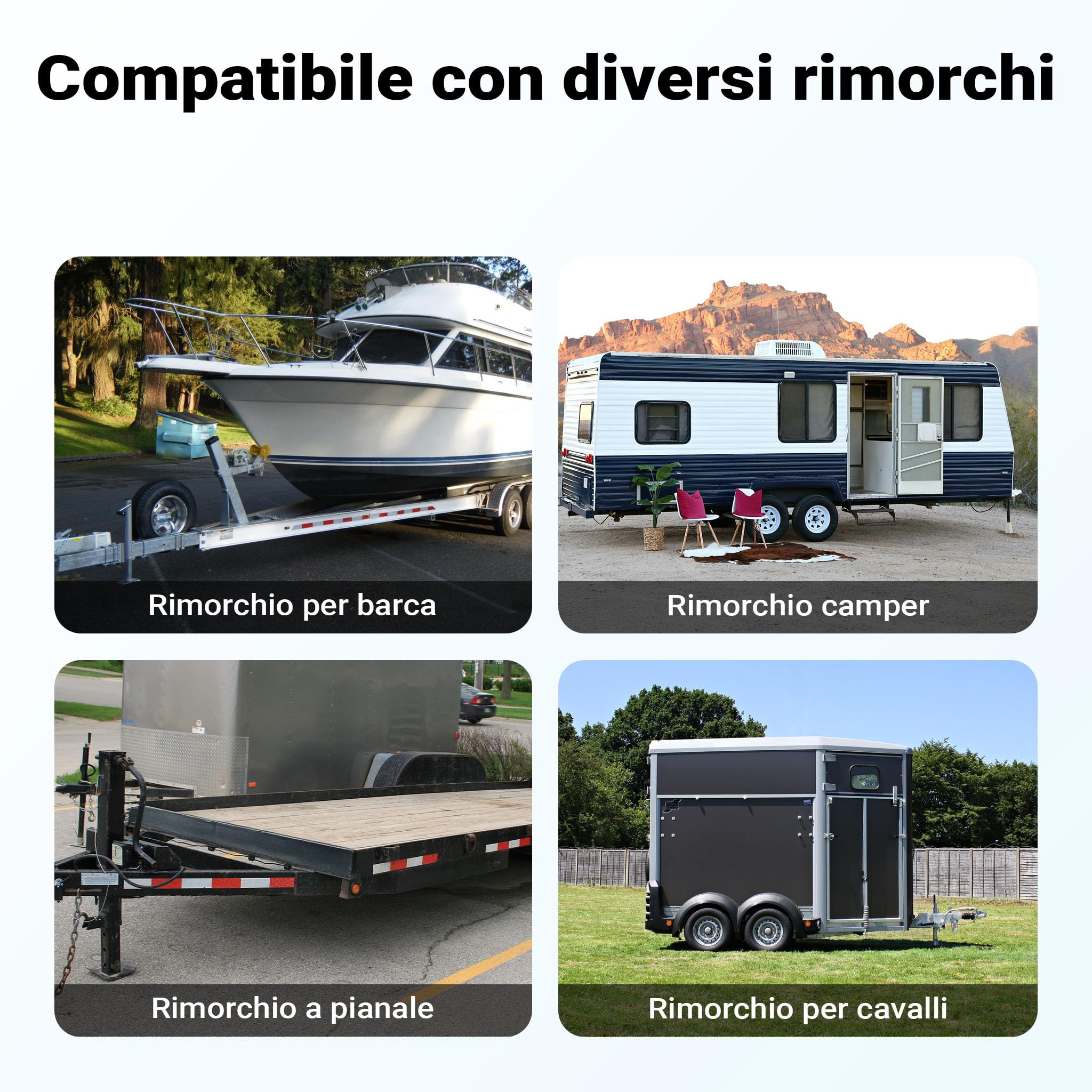 Wiltec Servotimone con ruota 362 kg Ruotino per carrello appendice rimorchio roulotte