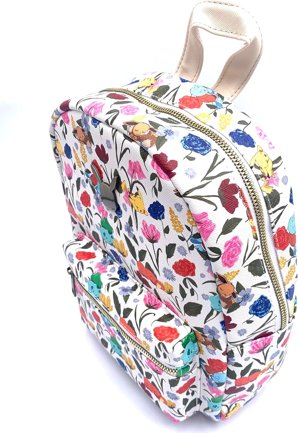 Bioworld Sleeping Pokemon Floral Print 11" Mini Backpack - Pikachu, Bulbasaur, Eevee, Charmander,