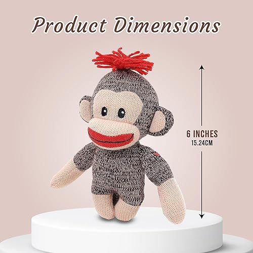 Miniatura 6 de Plushland Adorable mono calcetín, el original juguete de peluche tradicional tejido a mano, regalo para niños, bebés, adolescentes, niñas y niños,