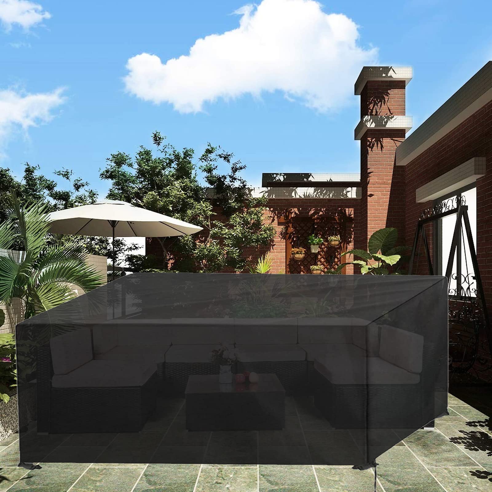 Copertura impermeabile per mobili da esterno e Dusoof, 200 x 160 x 70 cm, in tessuto Oxford resistente, resistente alle intemperie, con chiusura a scatto, per mobili da giardino